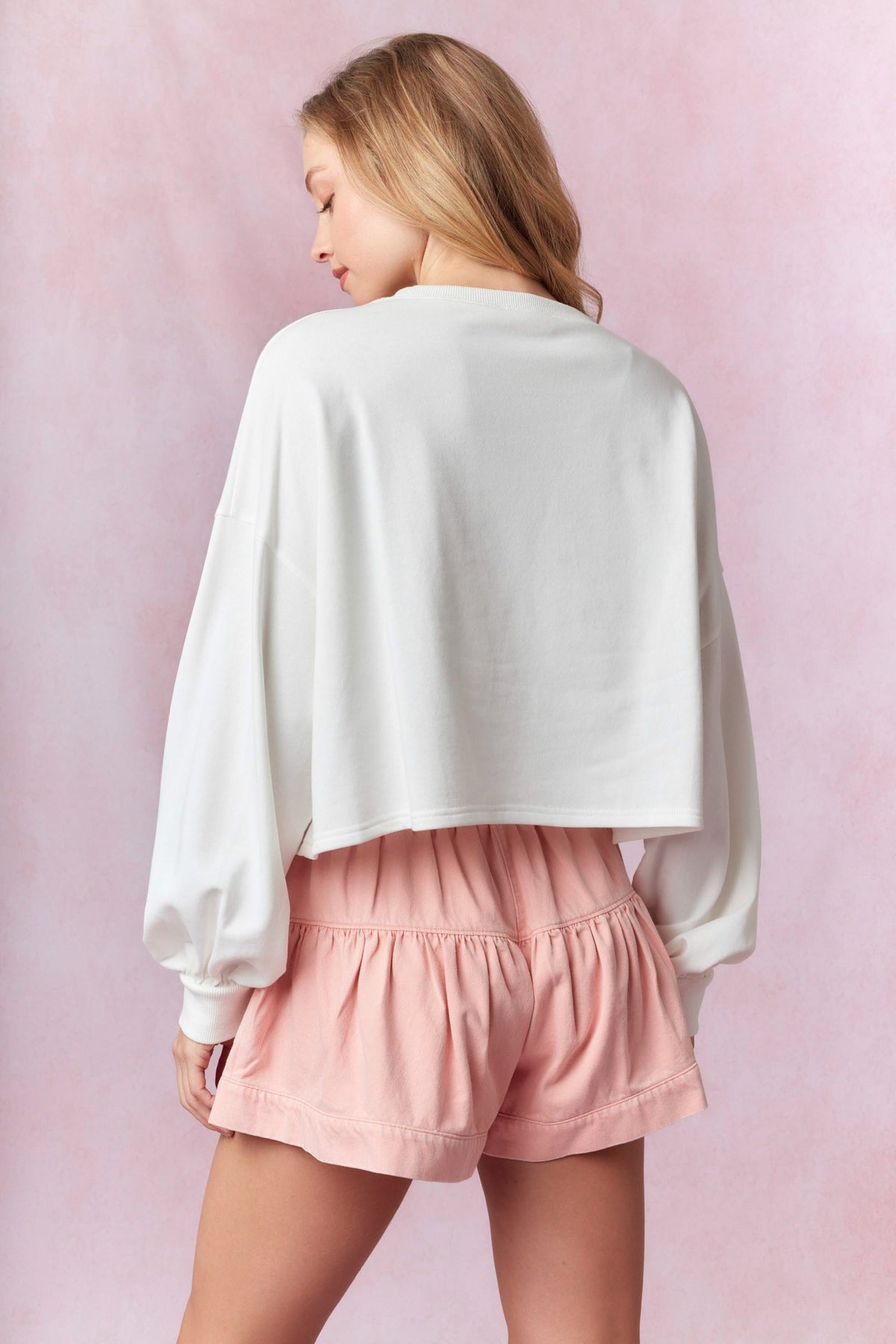 Tweed Embroidered “Easter” Cropped Sweatshirt