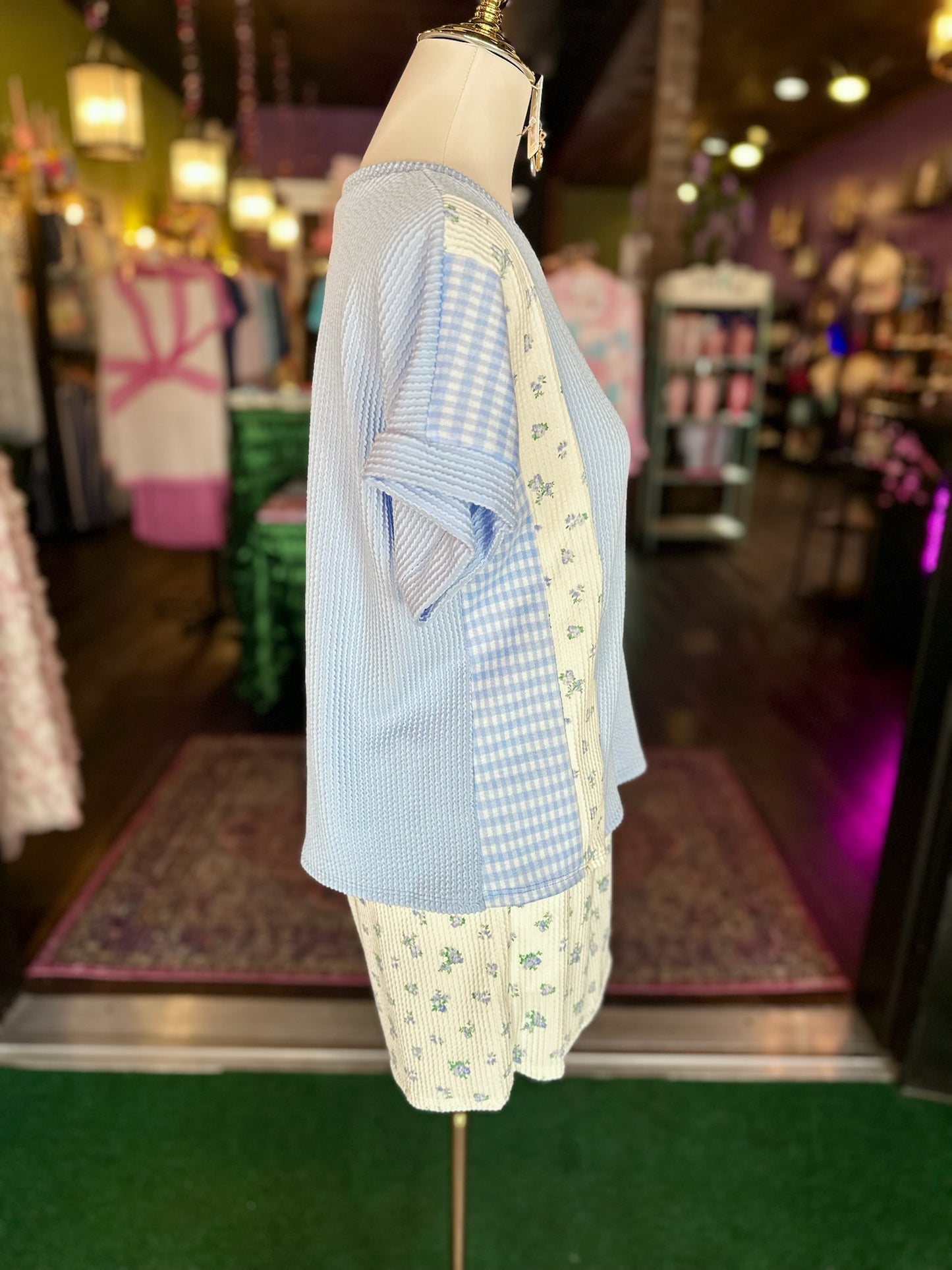 Light Blue Gingham In Bloom Set