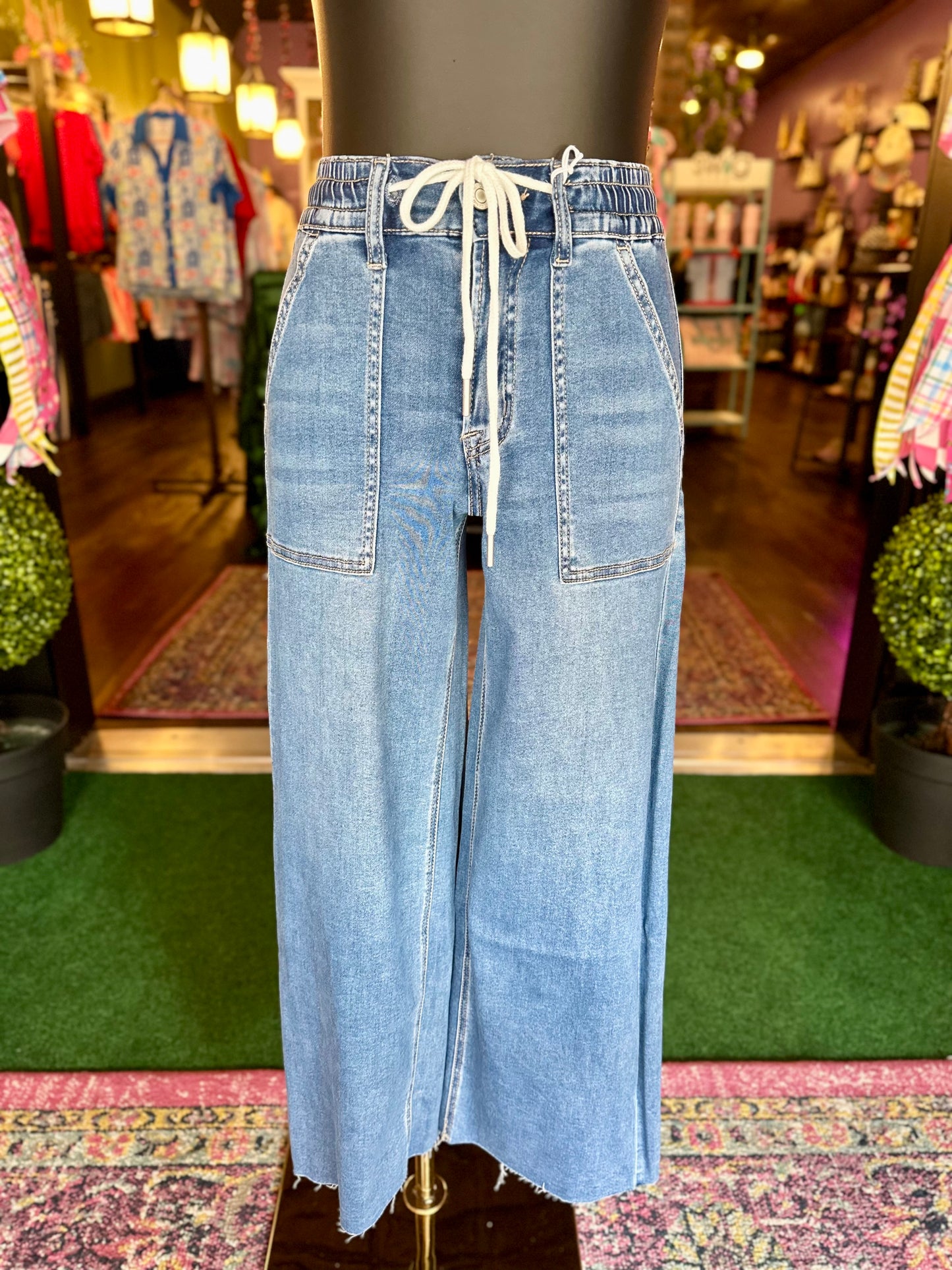 Vervet Enviably High Rise Wide Leg Jeans