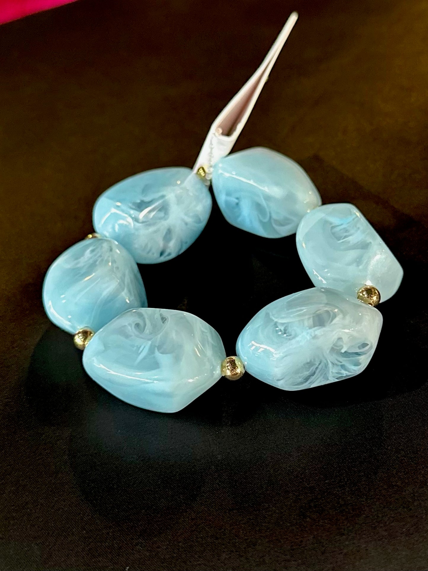 Chunky Blue Marble Stone Bracelet