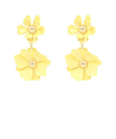 Yellow Double Flower Earrings