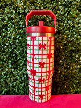 Load image into Gallery viewer, Merry Little Bow Plaid Travel Tumbler