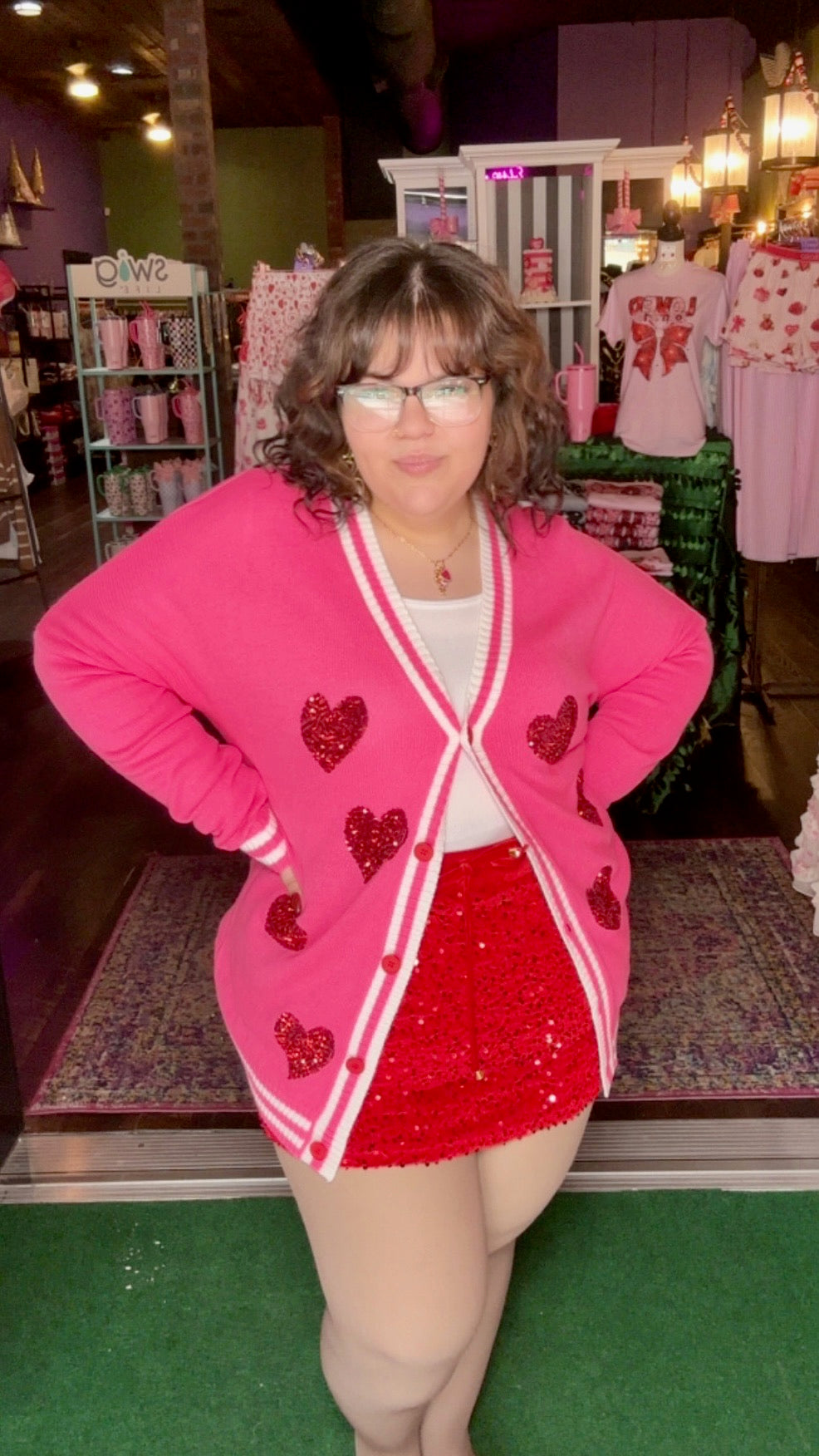 Velvet Hour Red Sequin Skort