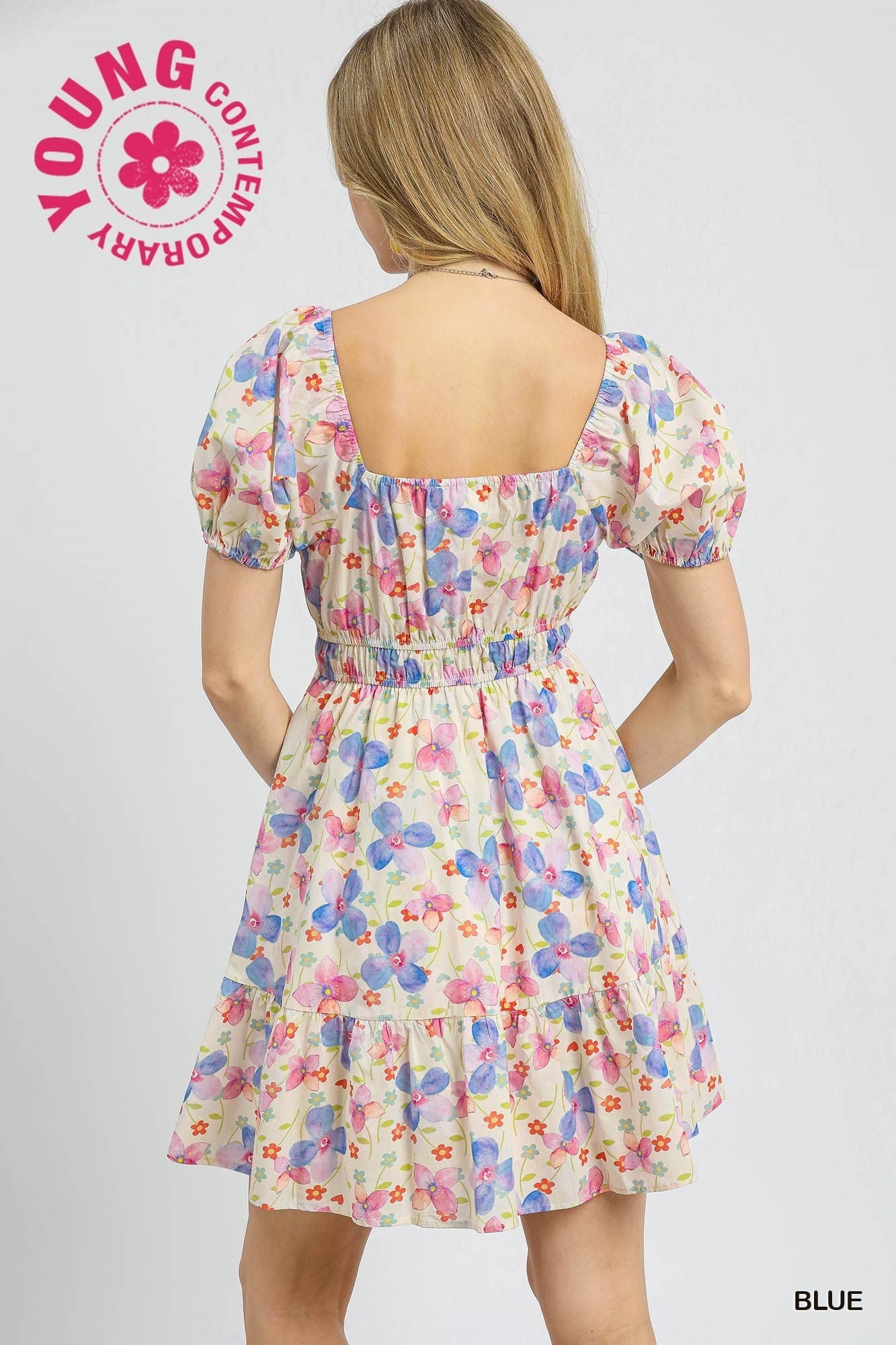 Floral Puff Sleeve Mini Dress