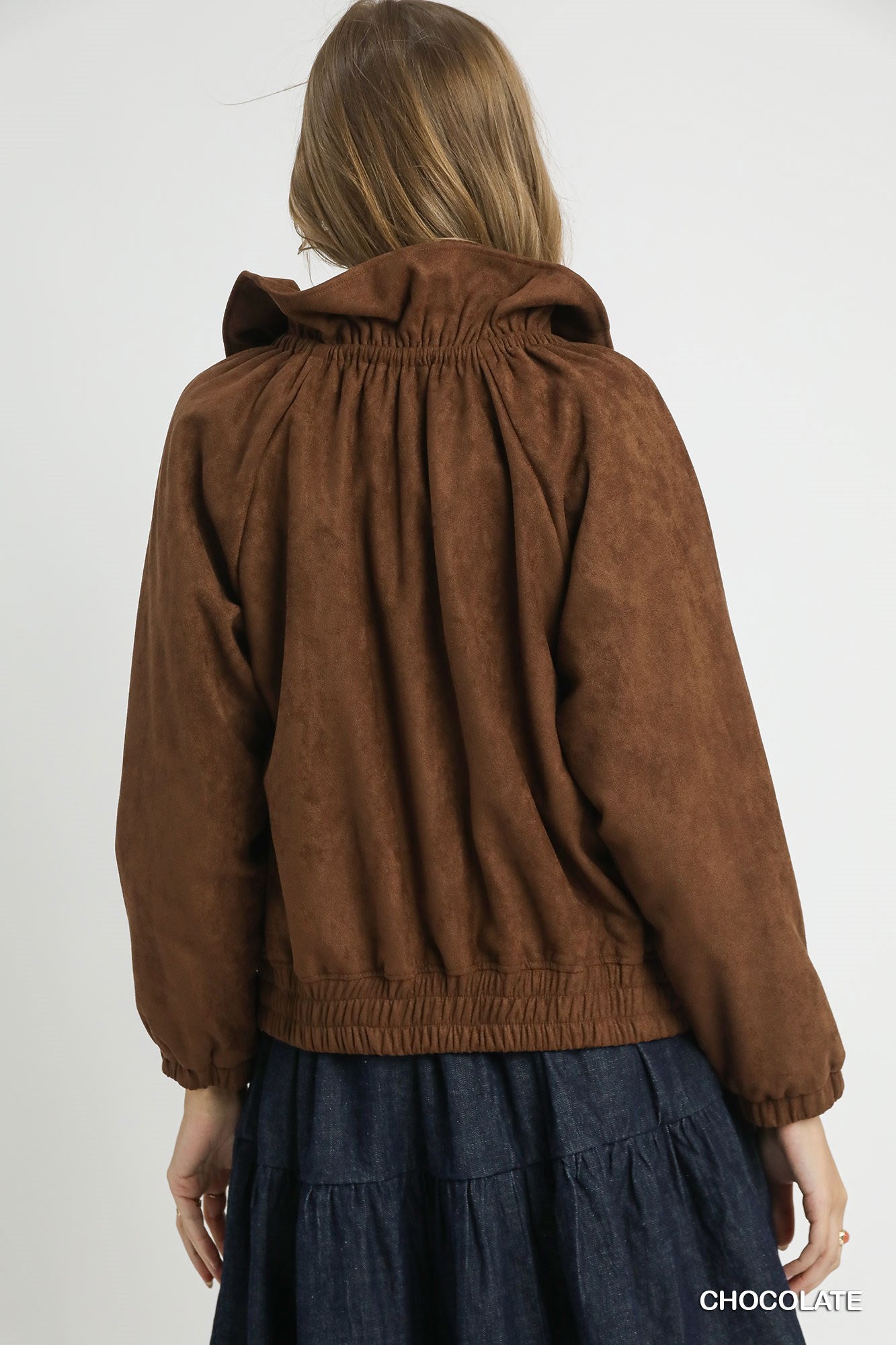 Chocolate Faux Suede Jacket