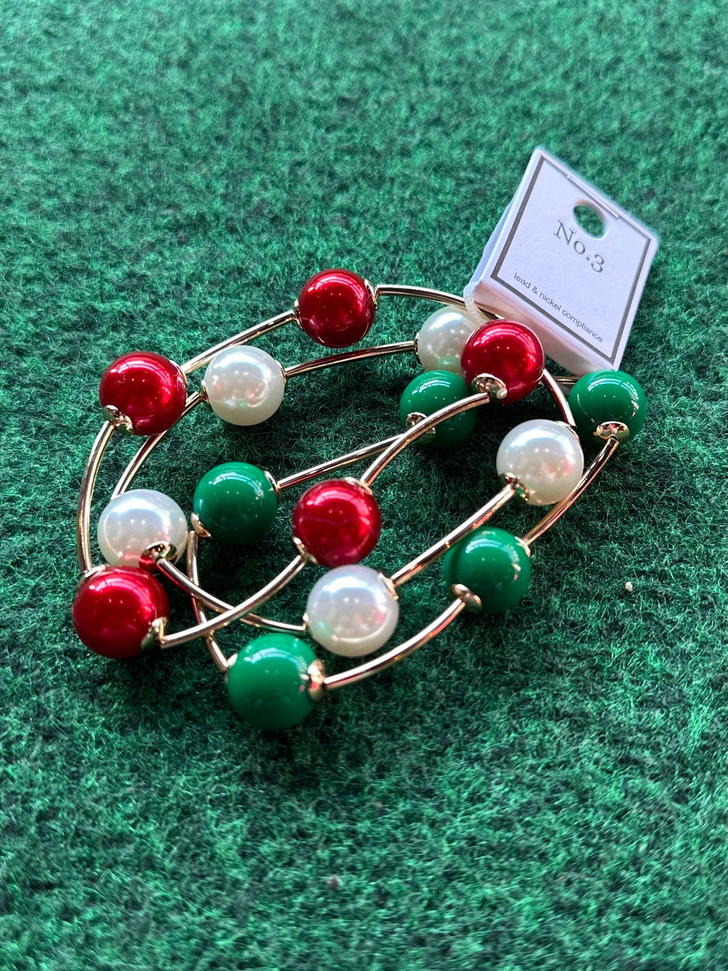 Large Christmas Pearl Beaded Bracelet Set