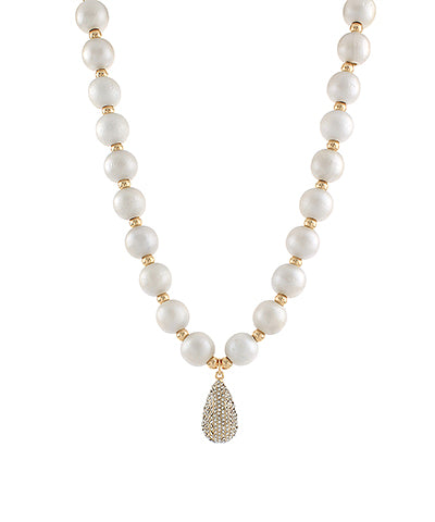 Rhinestone Tear Drop Bead Necklace