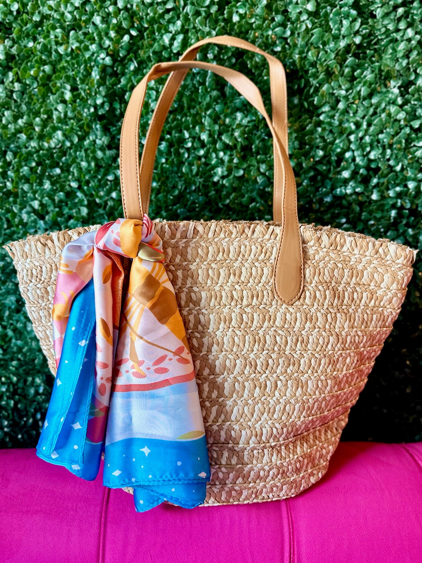Braided Straw Tote Bag