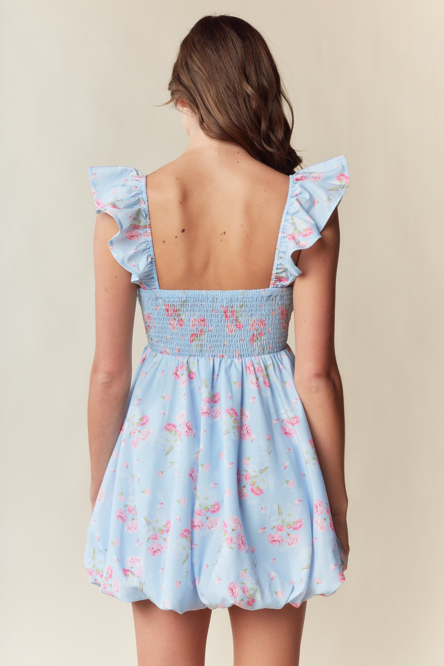 Floral Bubble Hem Babydoll Mini dress