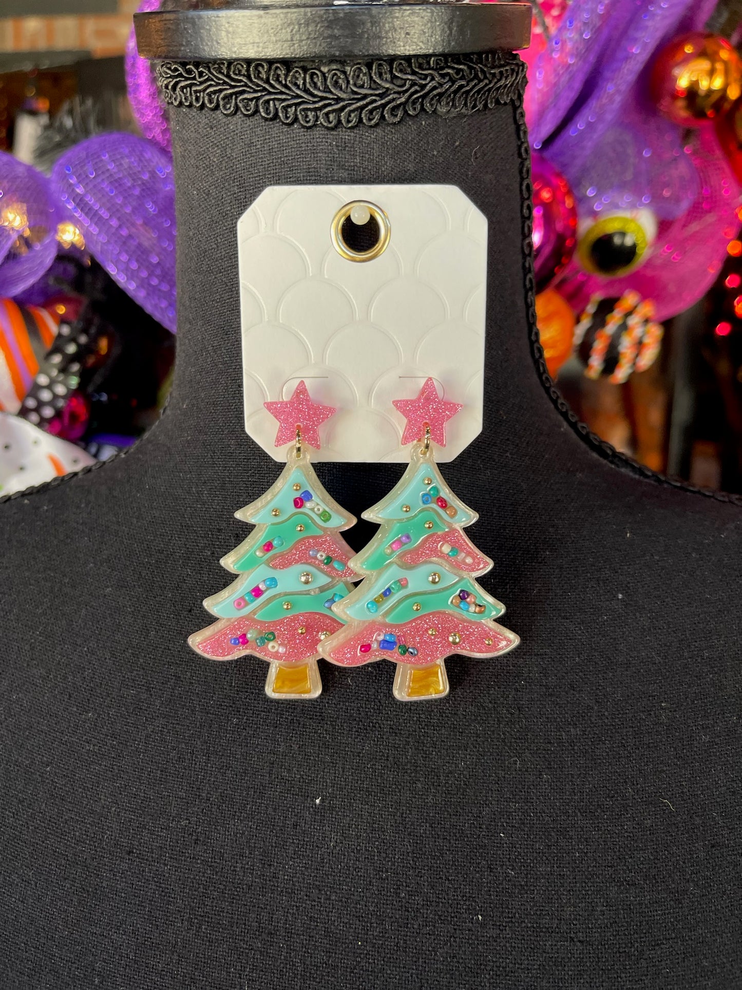 Pastel Christmas Tree Earrings
