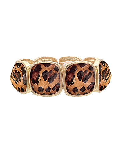 Leopard Square Cut Stone Bracelet