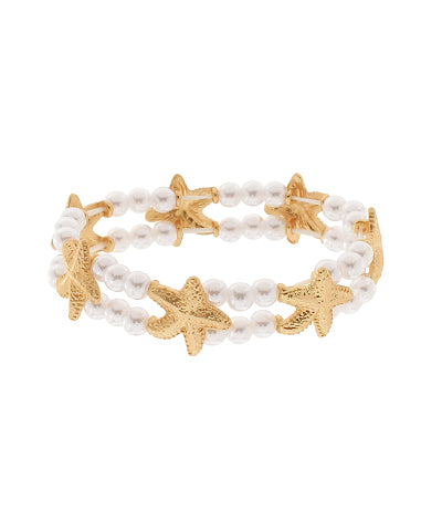 Double Layered Pearl & Starfish Bracelet