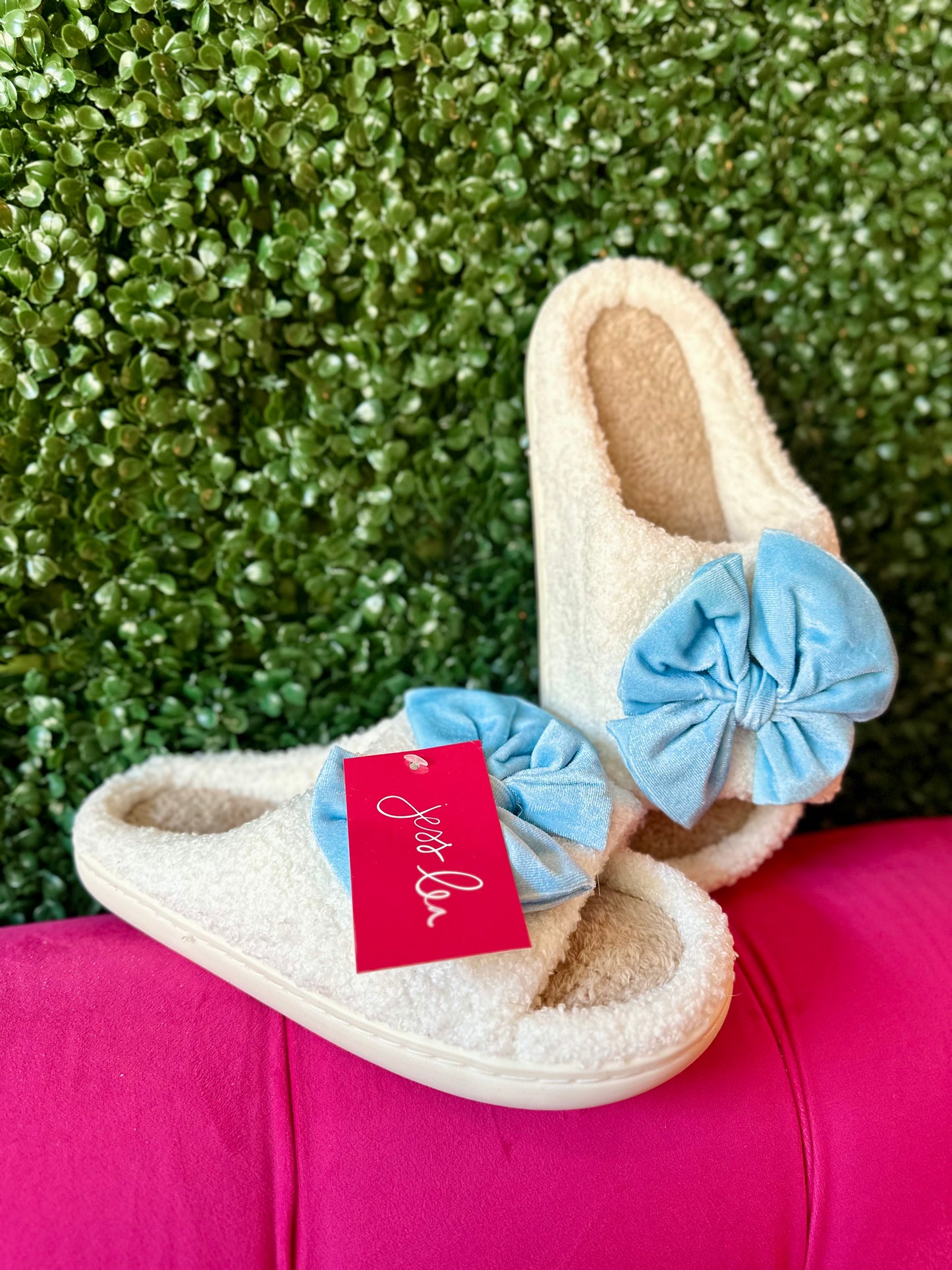 Open Toe Cozy Bow Slippers