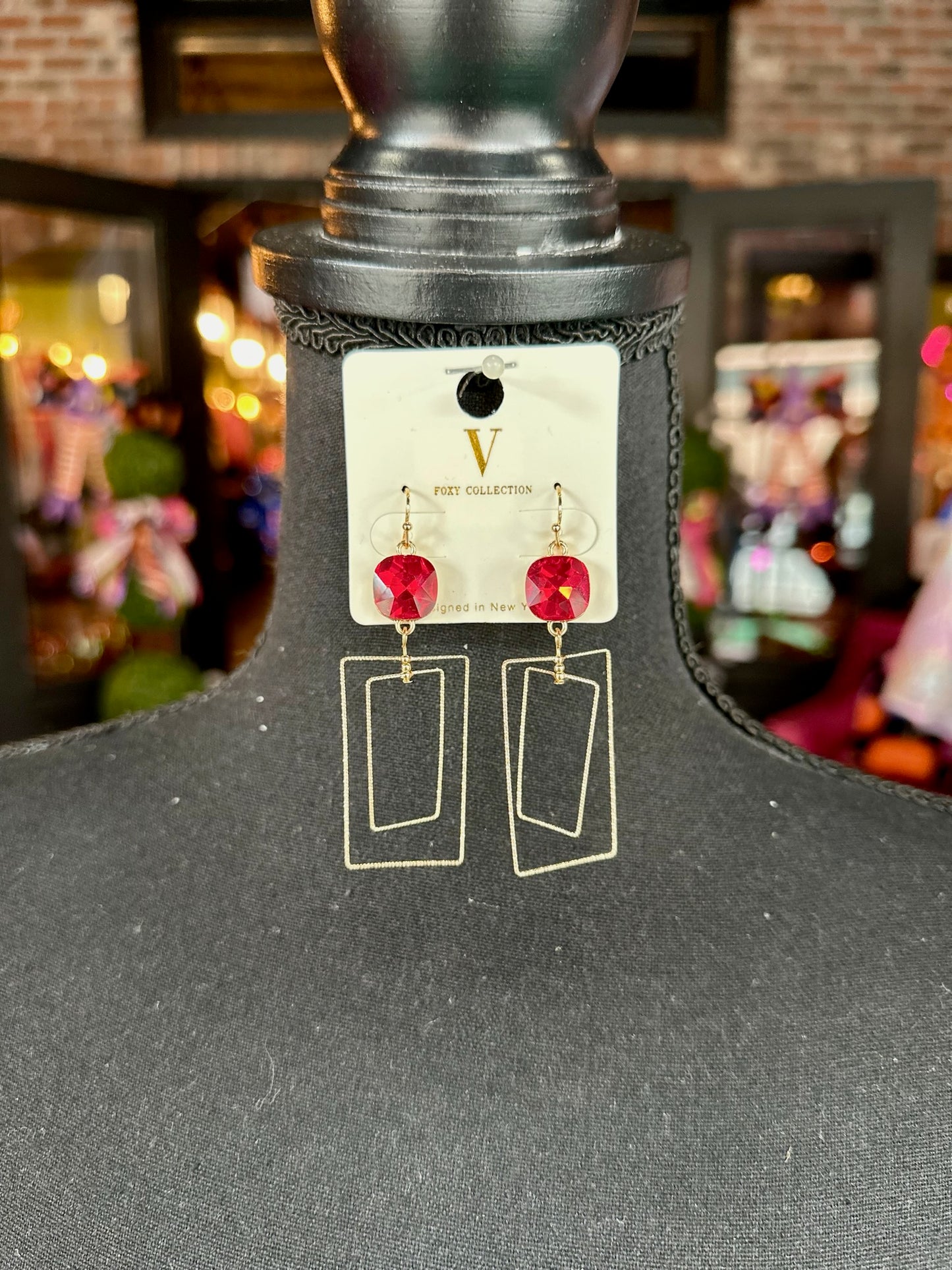 Red Jewel Drop earrings
