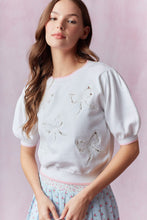 Load image into Gallery viewer, Embroidered Lace Bow Short Sleeve Knit Top