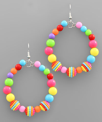 Multicolor Beaded Hoop Dangles