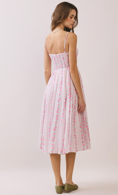 Radiant Rose Garden Midi Dress