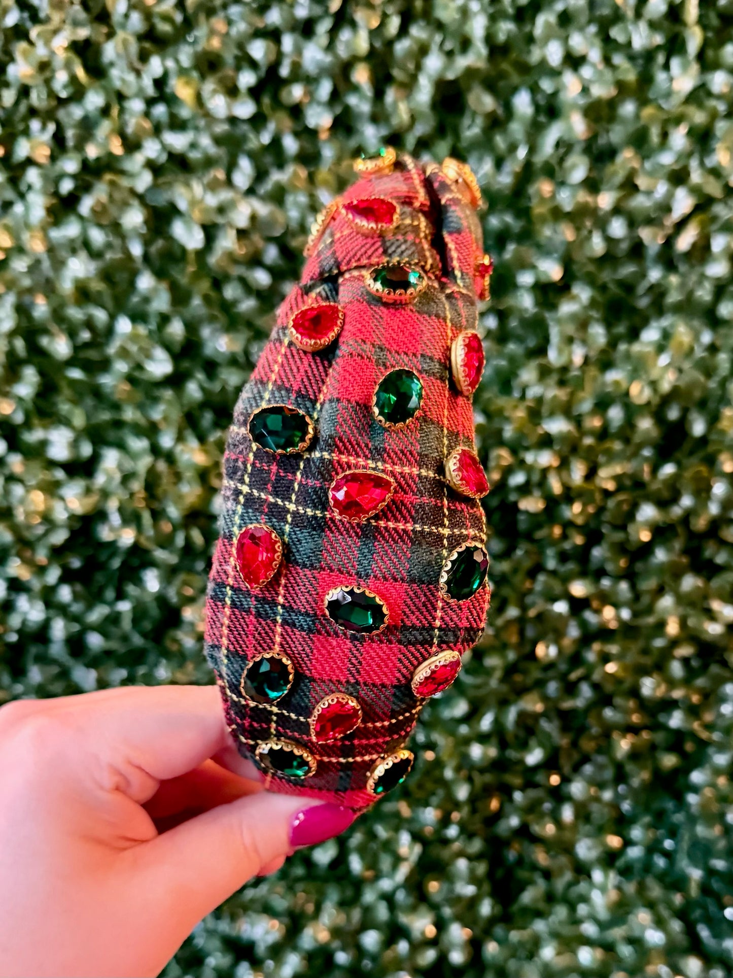 Christmas Plaid Jeweled Headband