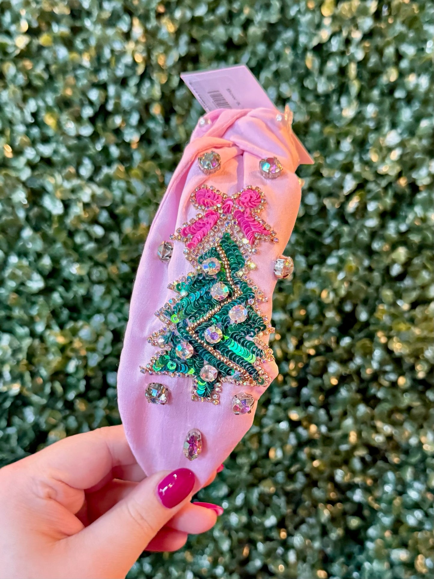 Rhinestone & Sequin Christmas Tree Headband