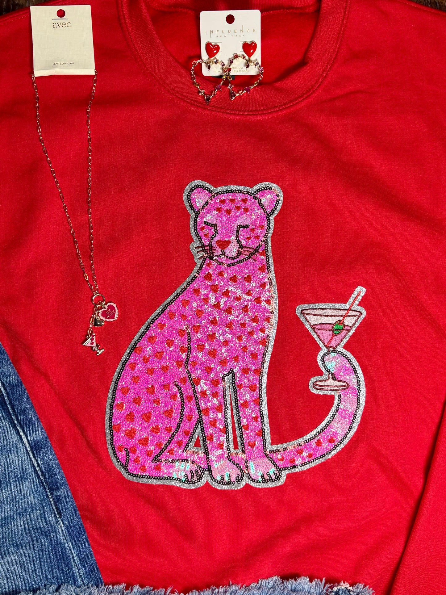 Sequin Leopard & Martini Sweatshirt