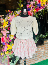 Load image into Gallery viewer, Embroidered Lace Bow Short Sleeve Knit Top