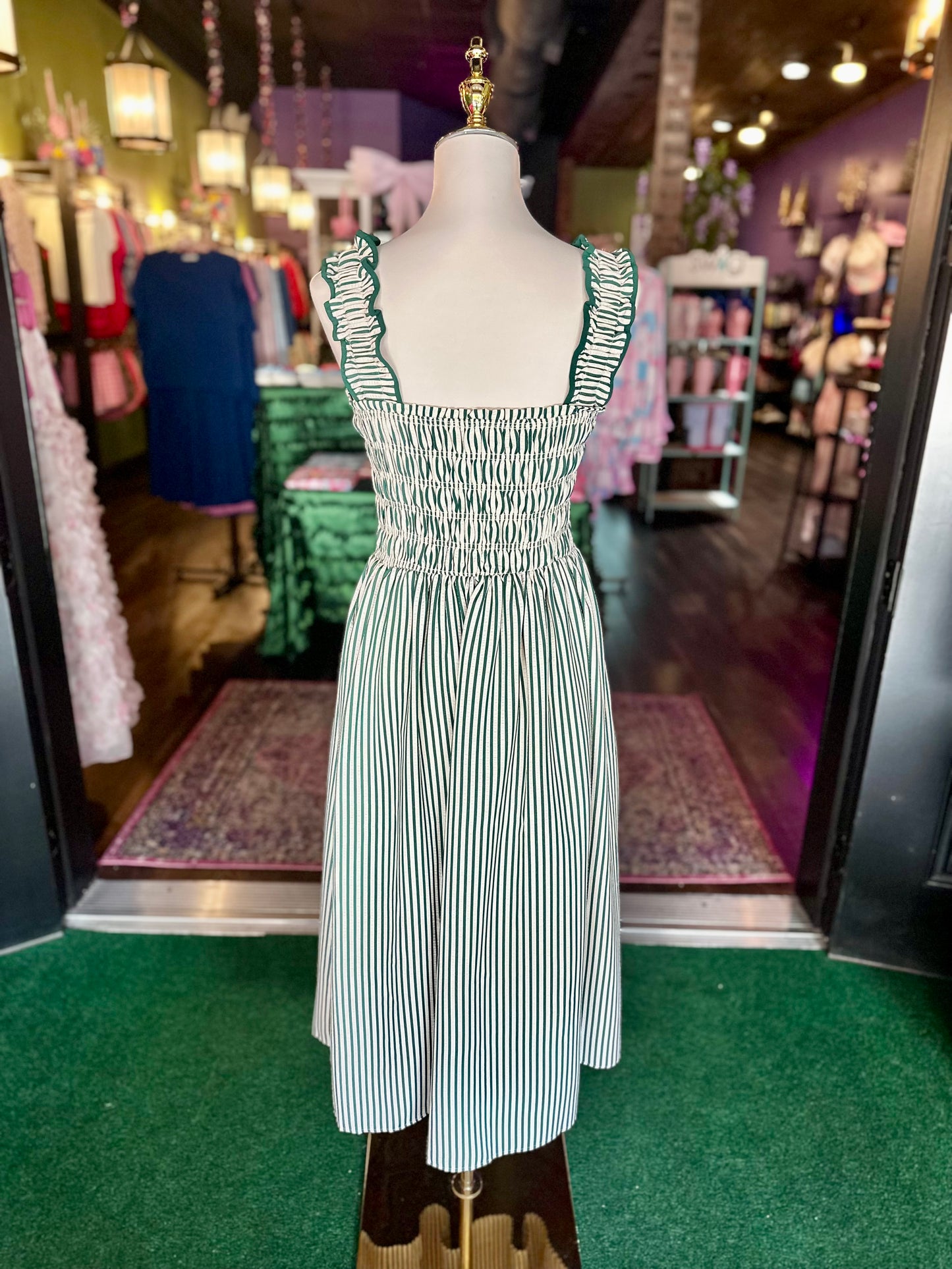Green Striped Maxi Dress