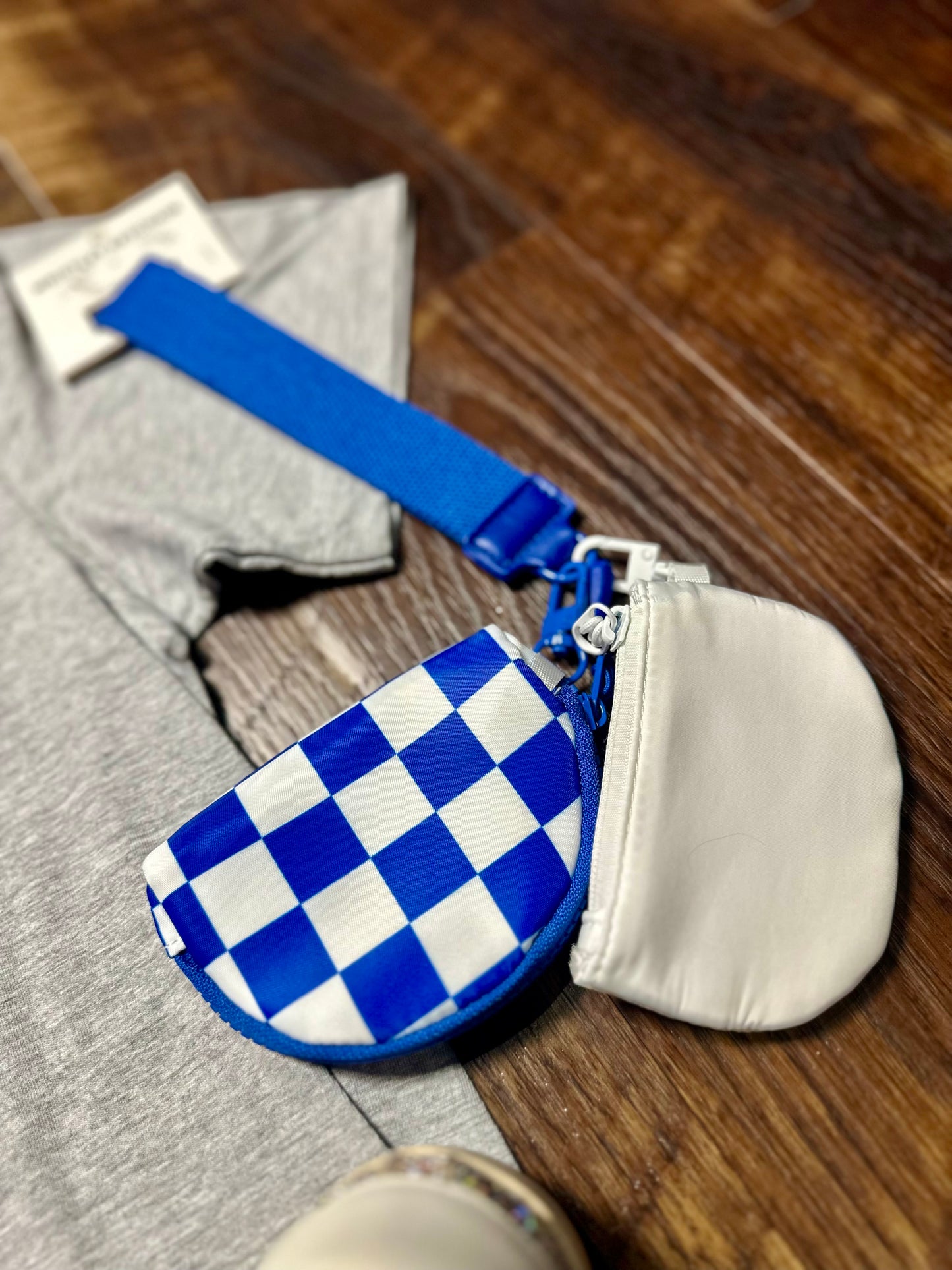 Blue & White GameDay Wristlet Keychain