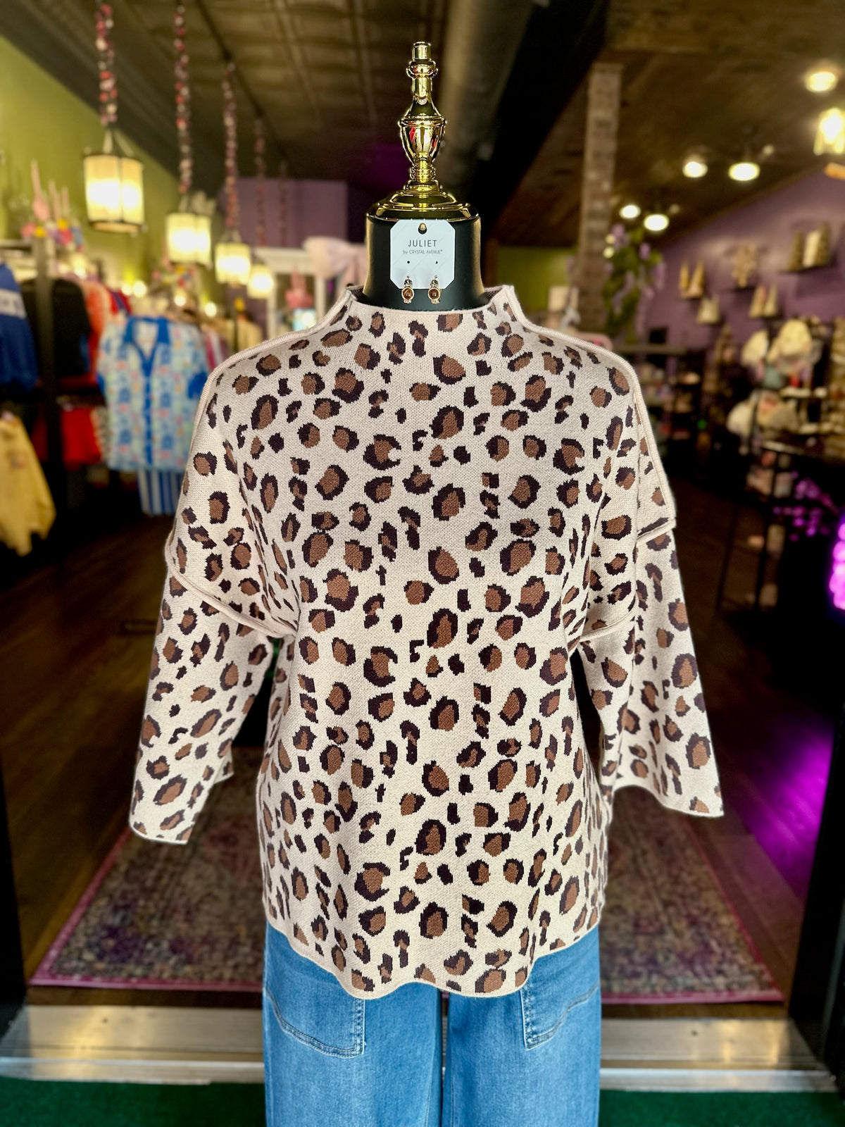 Leopard Luxe Mock Neck Sweater