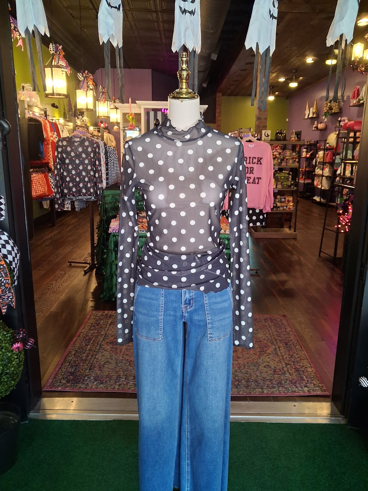 Jess Lea After Dark Polka Dot Mesh Top