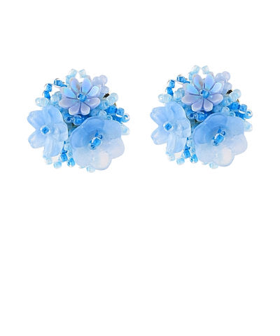 Blue Cluster Flower Studs