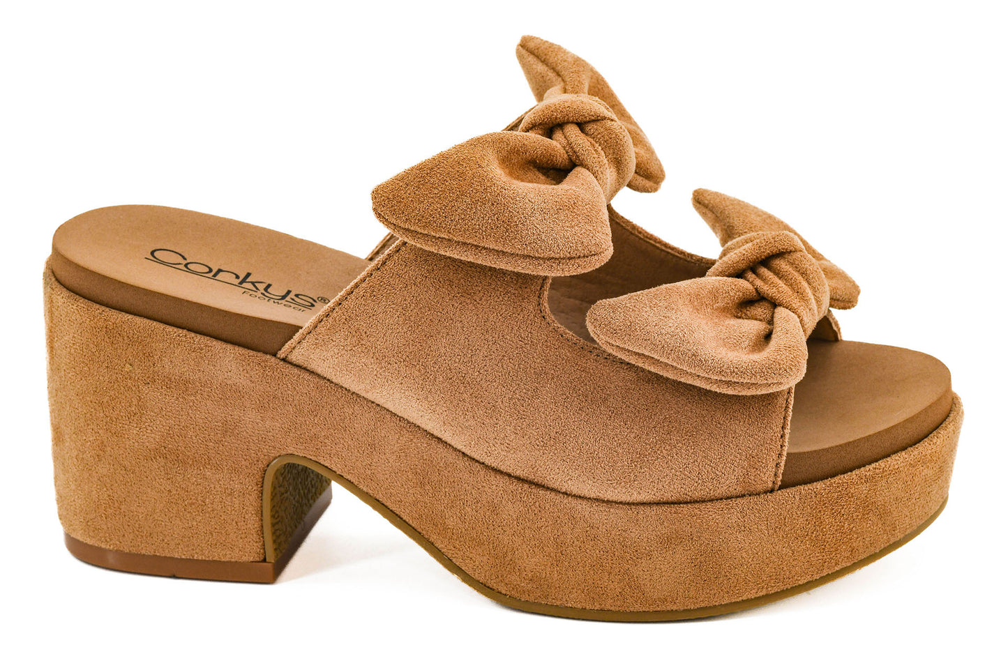 Corky’s Put A Bow On It - Camel Faux Suede Wedges