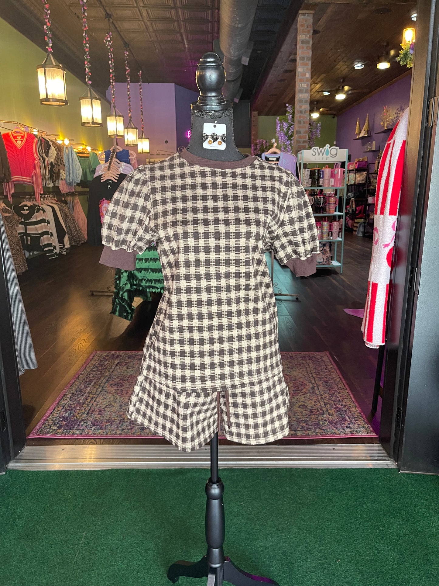 Brown Checkered Plaid Set