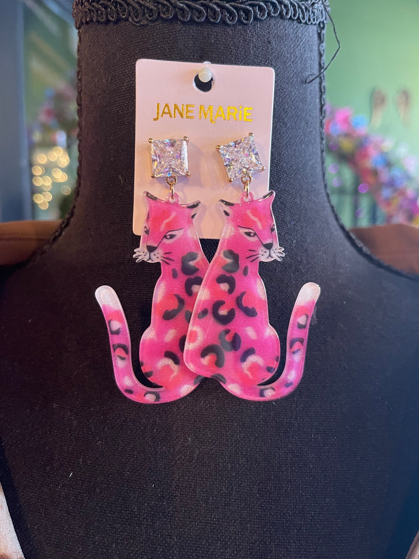 Pink Leopard Earrings