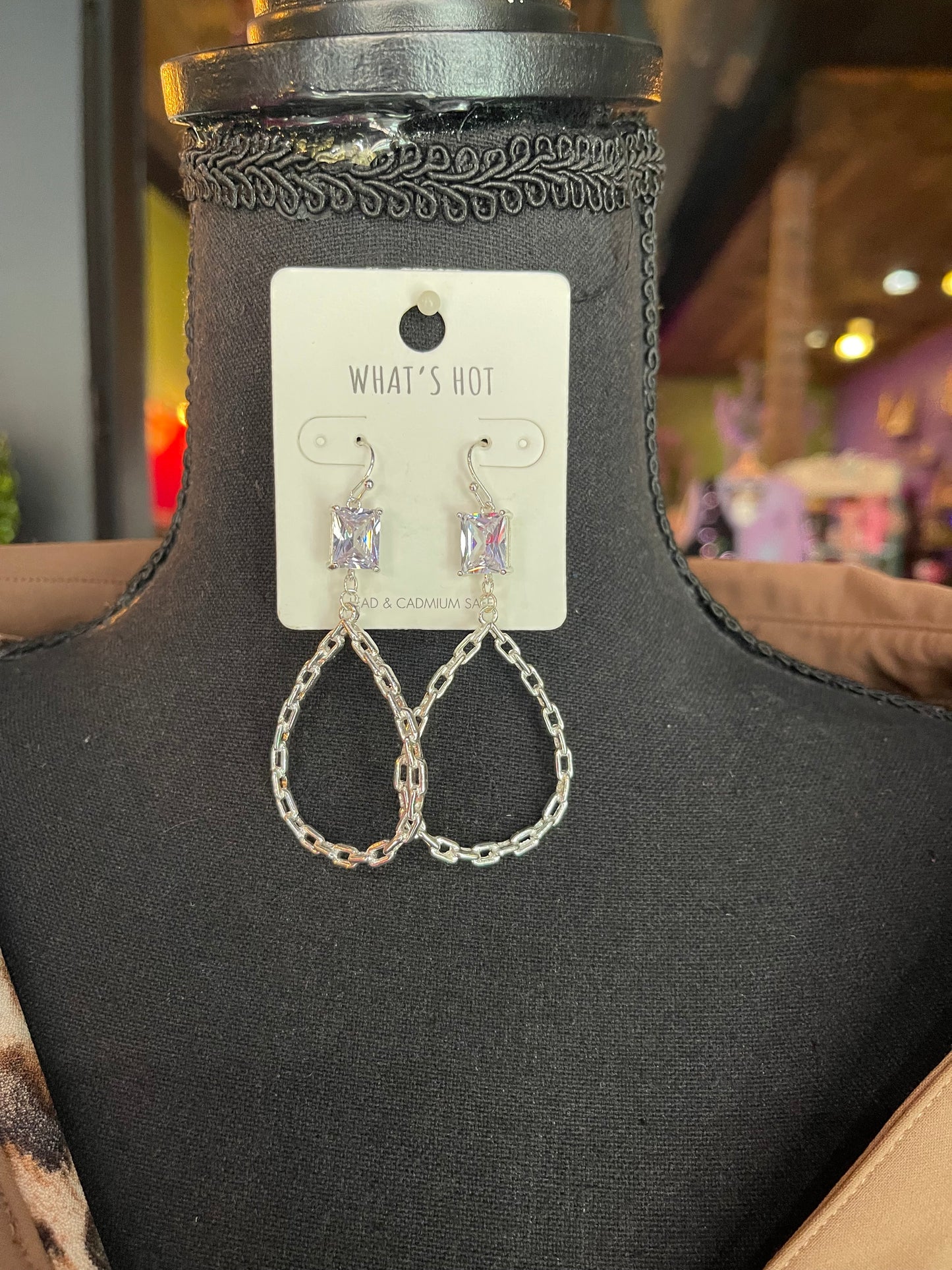Silver Chain Teardrop Earrings