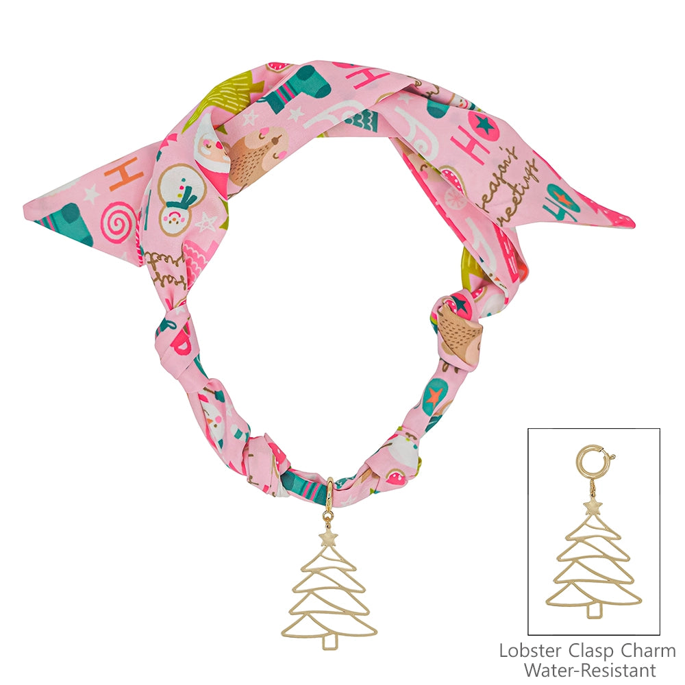 Pink Christmas Silk Scarf Necklace