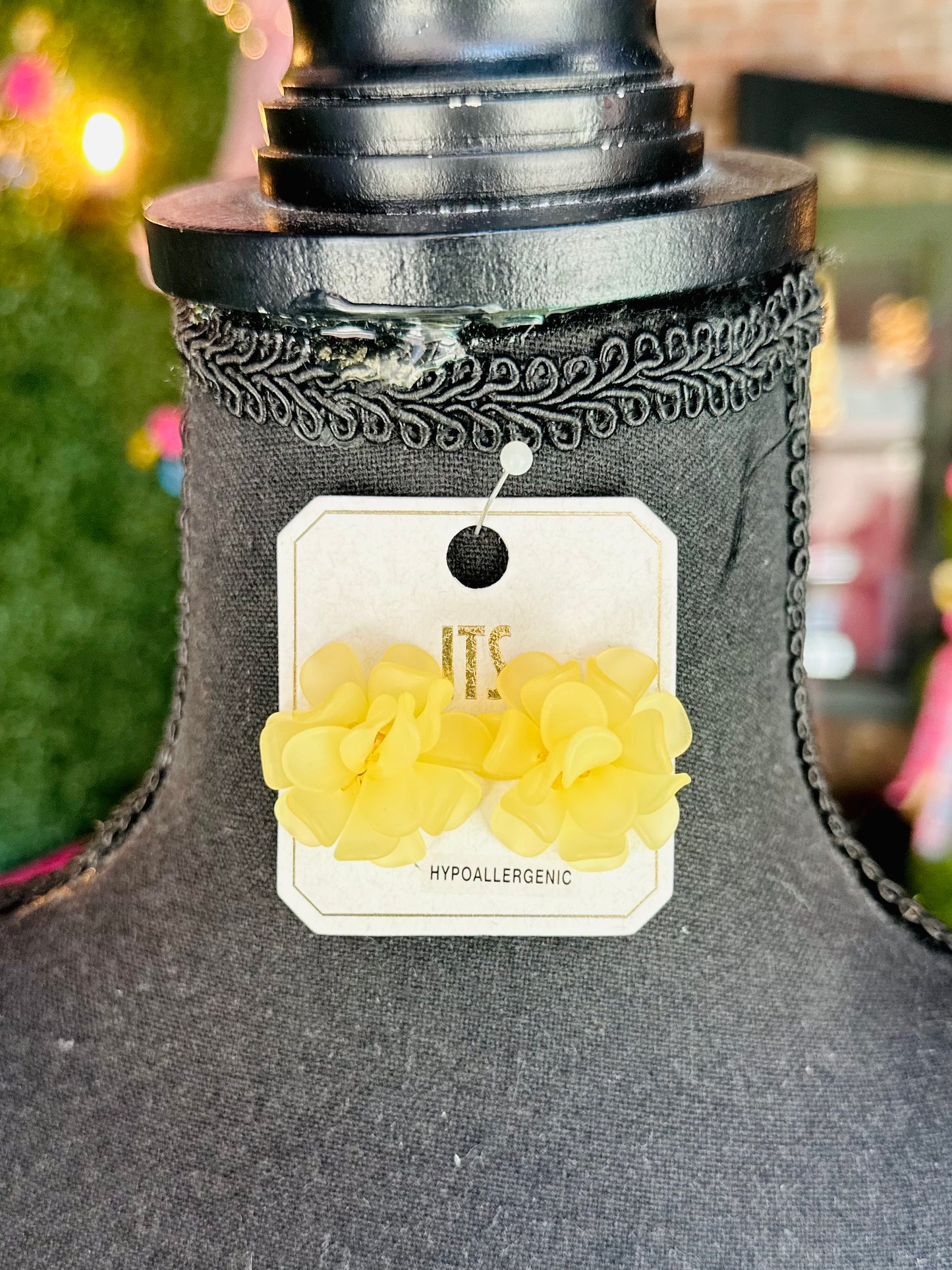 Pastel Yellow Bloom Cluster Studs