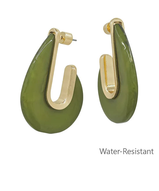 Olive Teardrop Hoops