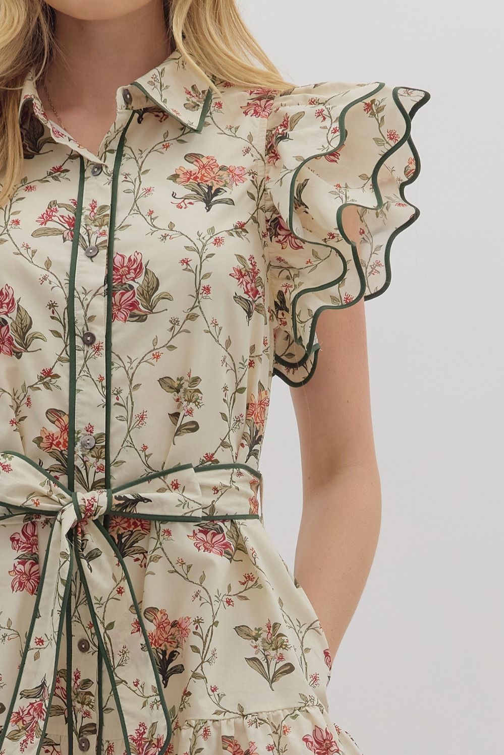 Ecru Floral Mini Dress