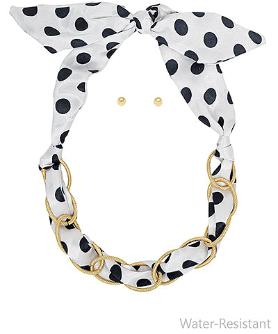 Polkadot Scarf & Chain Necklace Set