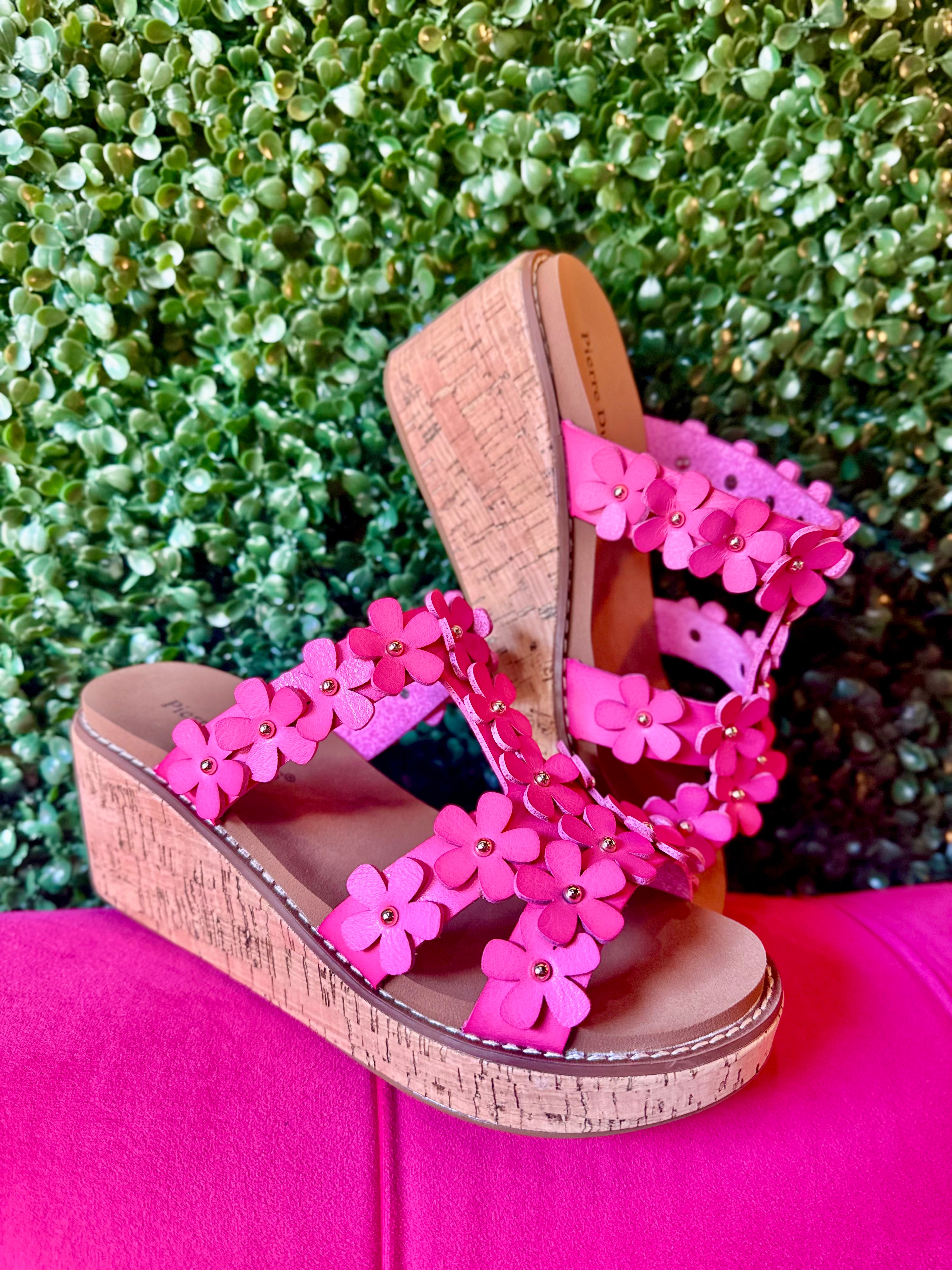 Fuchsia Floral Wedges – Enchanted Boutique on Main
