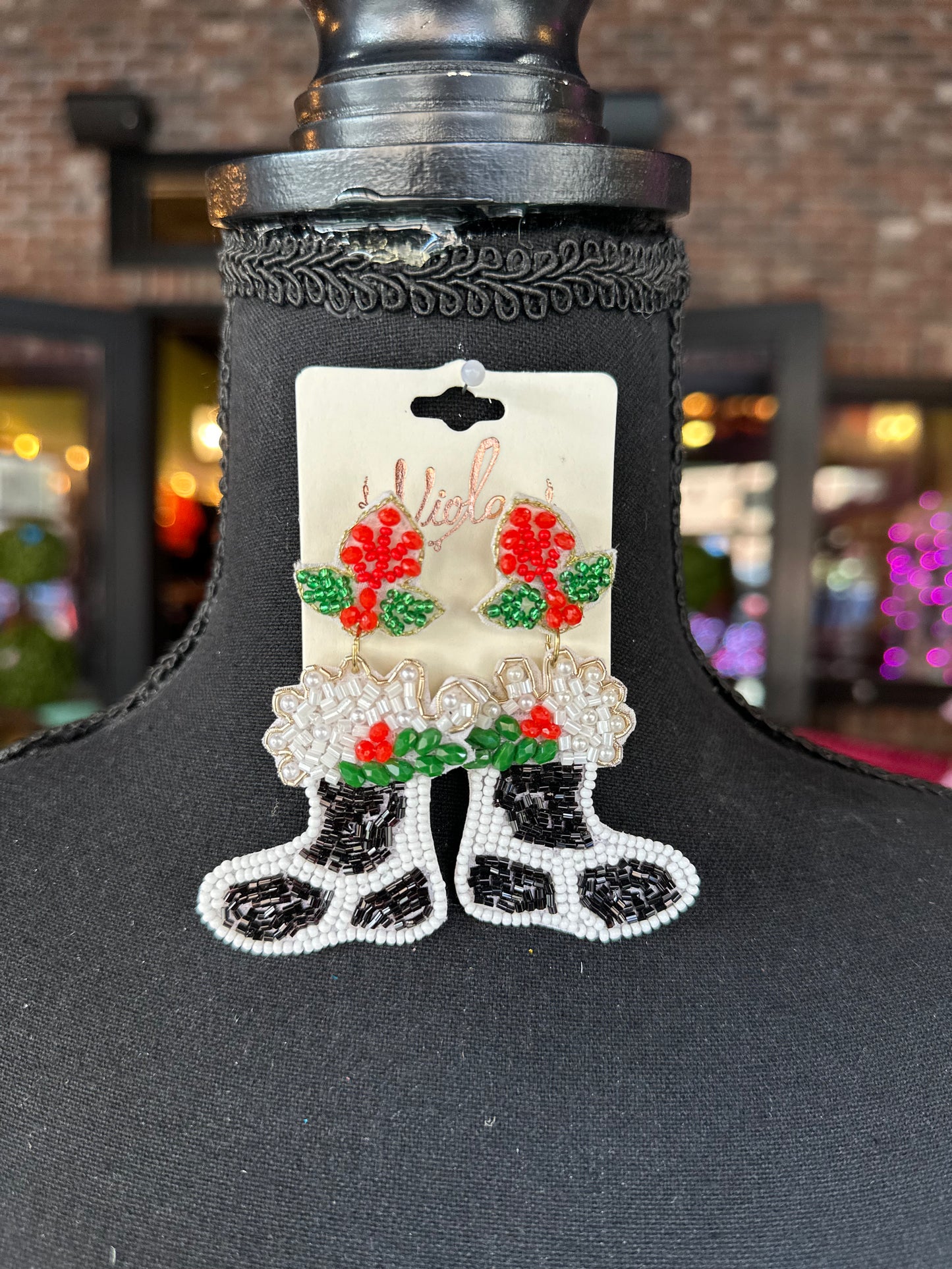 Black & White Christmas Stocking earrings