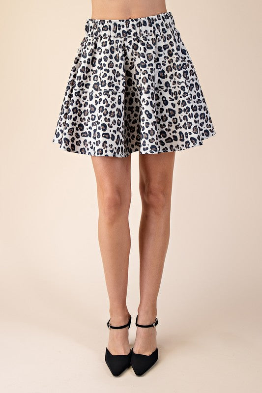 Cream Leopard Print Circle Skirt