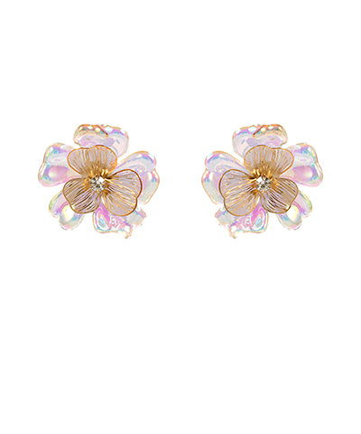 Acrylic & Metal Flower Earrings