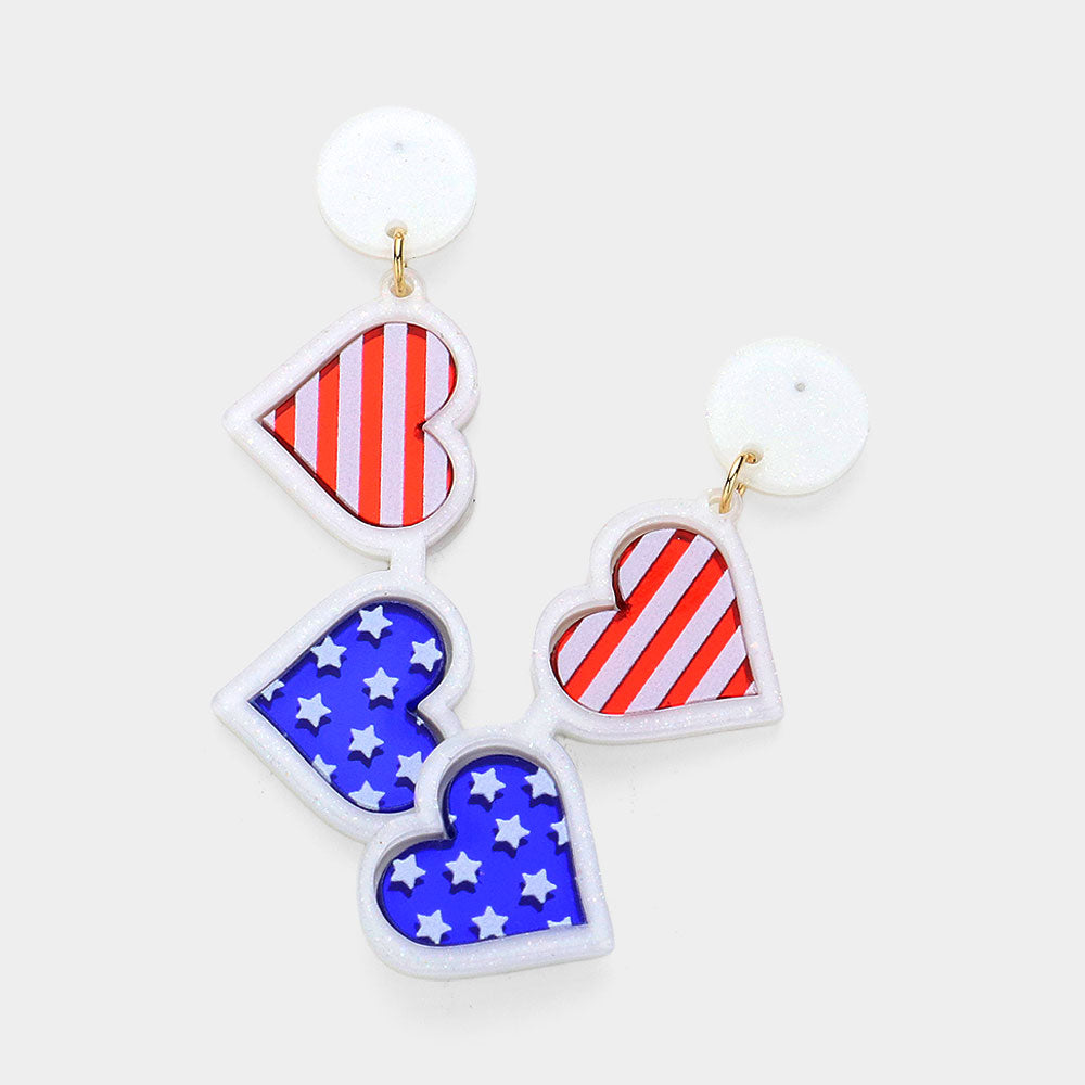 Patriotic Heart Sunglasses Earrings