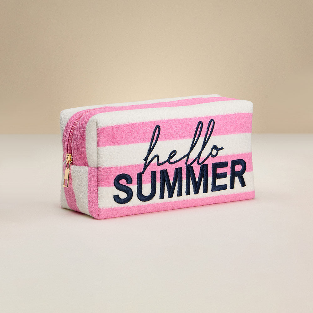 HELLO SUMMER Embroidered Cosmetic Pouch