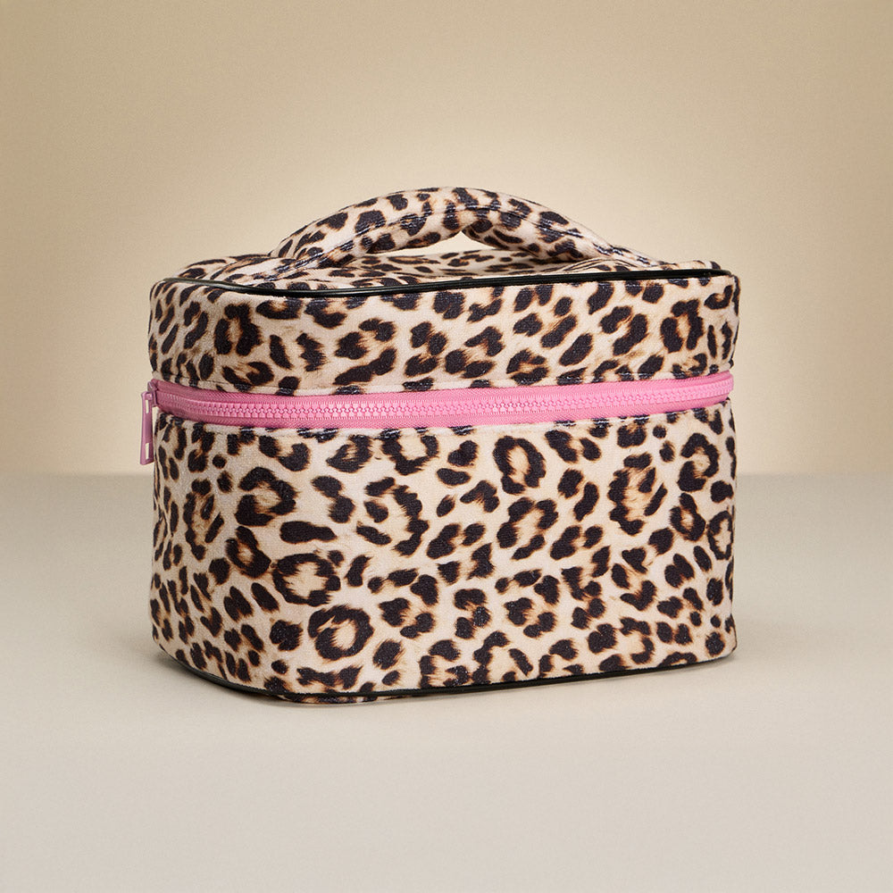 Large Leopard Print Cosmetic Bag