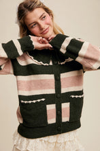 Load image into Gallery viewer, Collared Striped Knit Cardigan