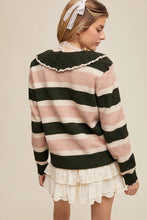 Load image into Gallery viewer, Collared Striped Knit Cardigan