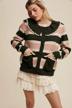Load image into Gallery viewer, Collared Striped Knit Cardigan