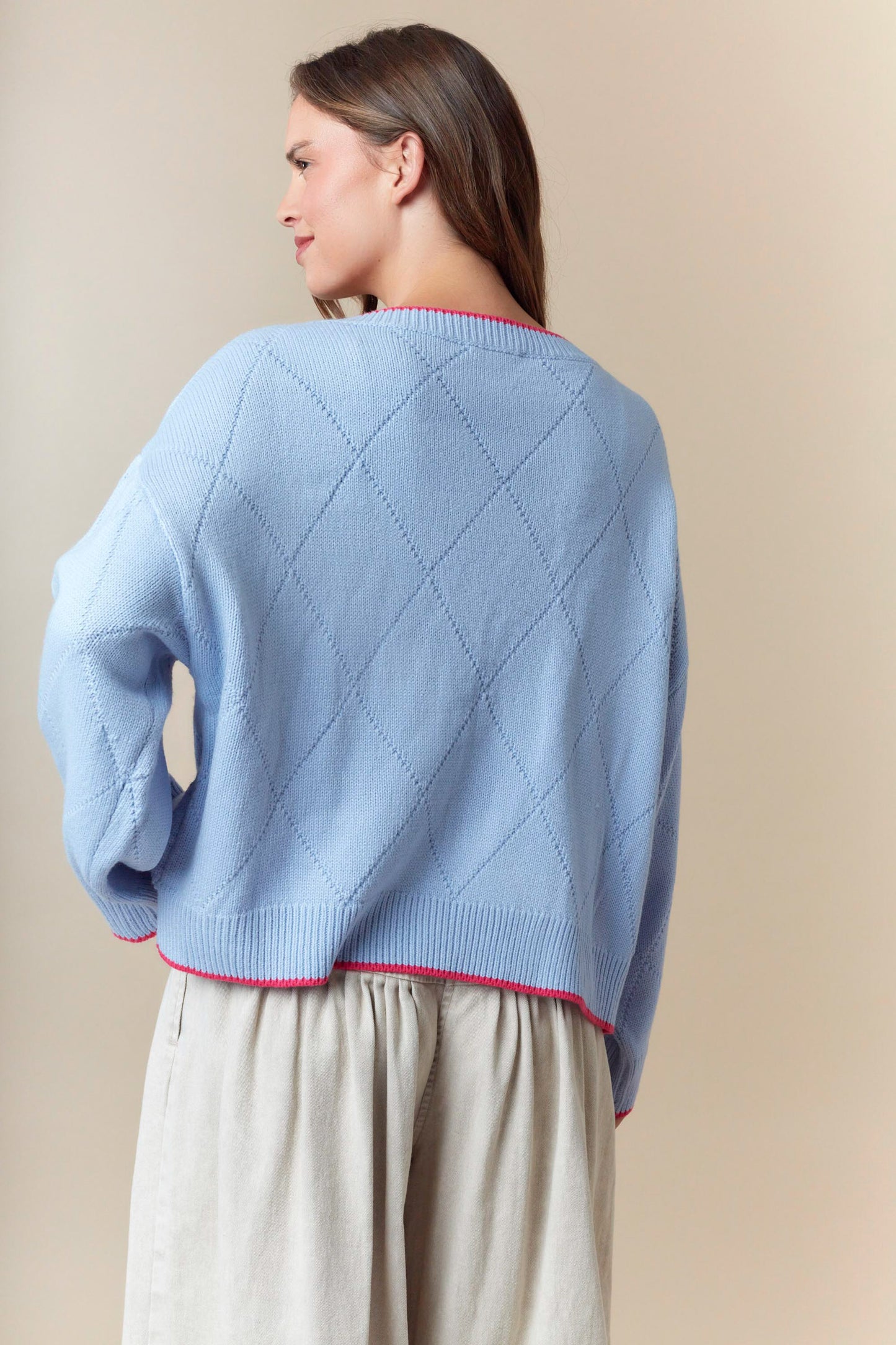 Rose Embroidered Jacquard Knit Sweater